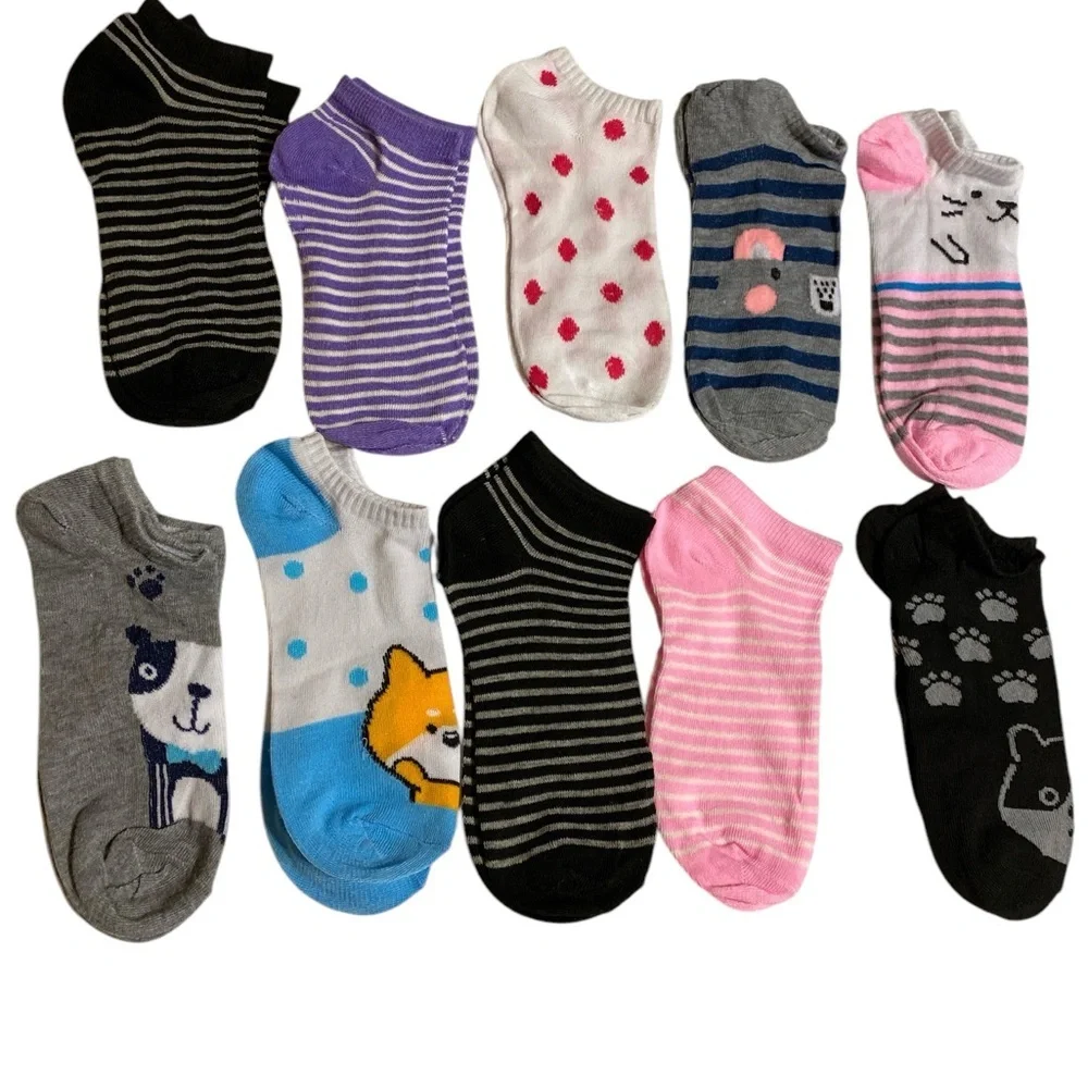 10 Pair of Women’s Colorful Ankle Socks Set